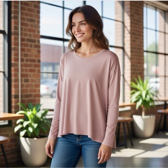 Lululemon Modal Relaxed Fit Long Sleeve Shirt Misty Shell Size 12 NWT - Picture 2 of 10